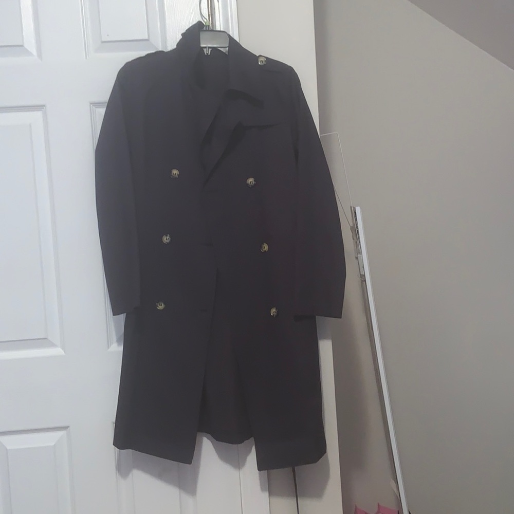 Navy blue trench coat